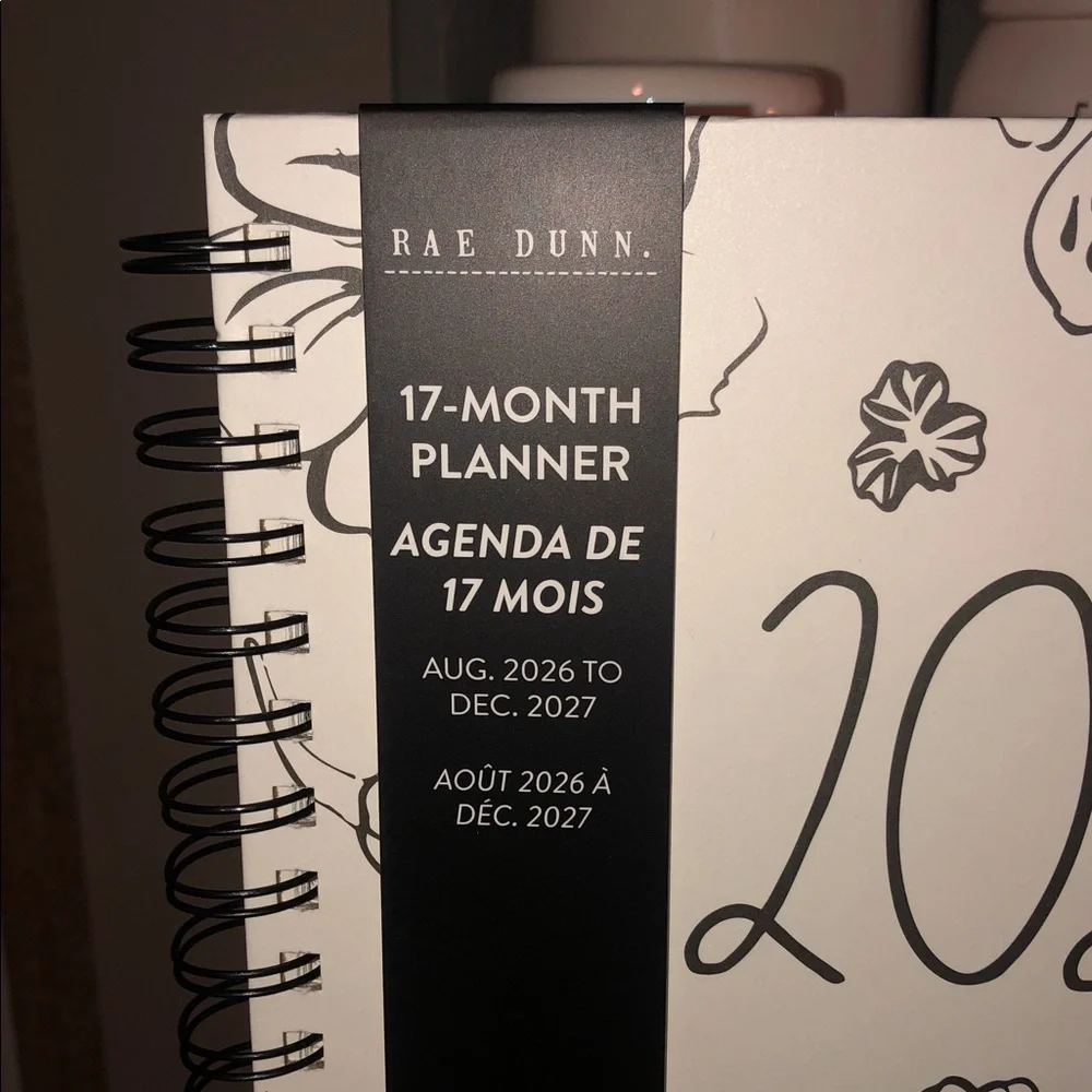 Rae Dunn 2027 Spiral 17 Month Planner August 2026-December 2027 (Flowers)